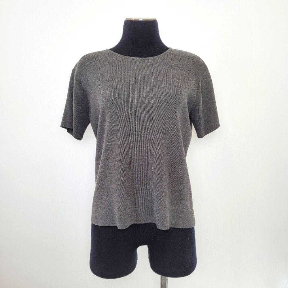 Vintage Jones & Co Sweater Top Gray Thick Tight Knit Minimalist Quiet Luxury M